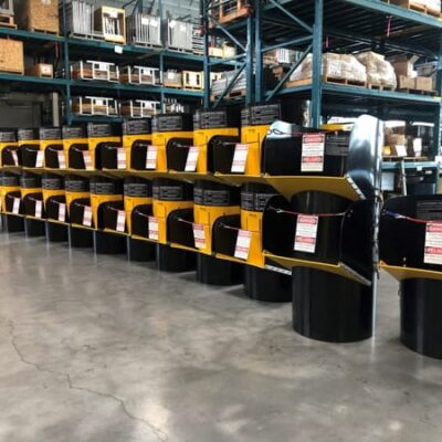 Superchute black chute doors and hoppers ready to ship.
